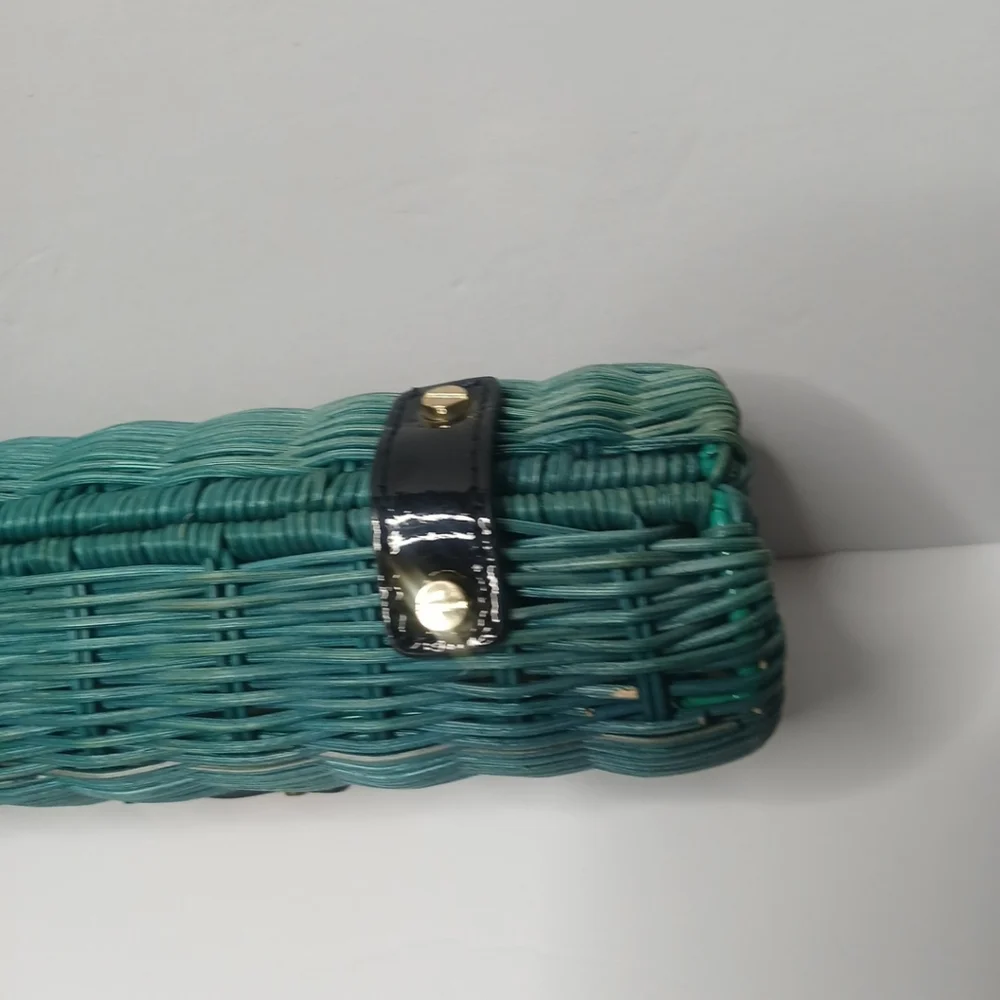 J. Crew Havana‎ wicker straw clutch Green purse